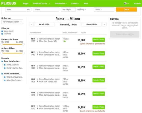 flixbus orari e prezzi