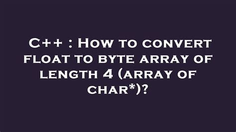 Float As Byte Array