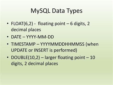 Float Data Type Example Mysql