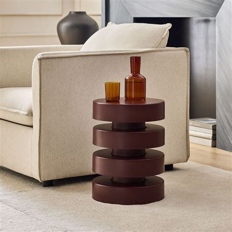 Floating Disks Side Table Dark Walnut