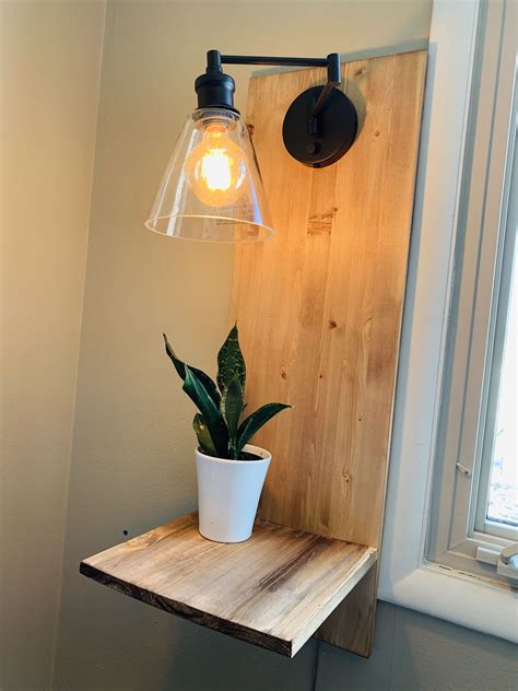 floating nightstand with light