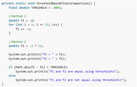 Floating Point Comparison Java