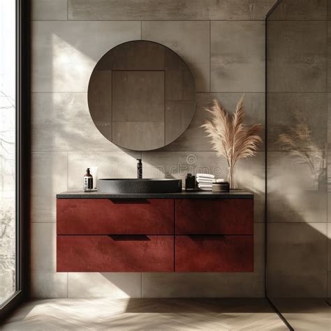 Floating Vanity With Round Mirror