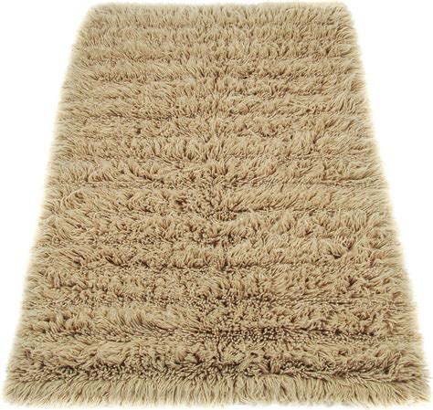 Rugs & Carpets Flokati Langflor Teppich oval 70x130cm Natur 1500 g/m*m