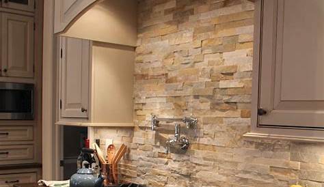 This stack stone backsplash is a perfect accent to the granite