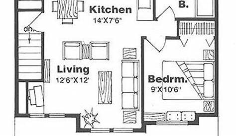 Farmhouse Style House Plan - 1 Beds 1 Baths 500 Sq/Ft Plan #116-129