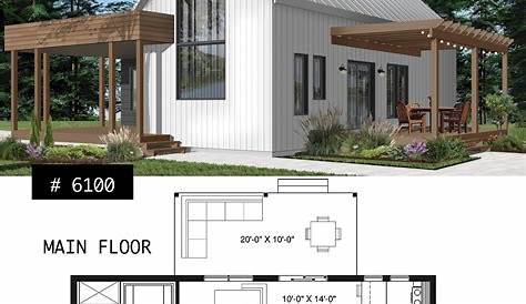 Small 1 bedroom cabin plan, 1 shower room, options for 3 or 4-season