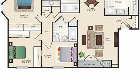 The Villages 3 Bedroom 2 Bath Floor Plan | Floor plans, Flooring, How
