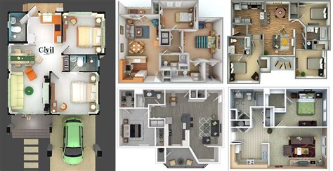 25 More 3 Bedroom 3D Floor Plans Architecture & Design