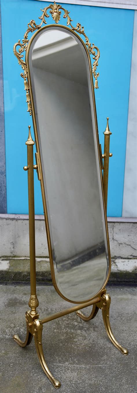 Floor Standing Mirror Brass