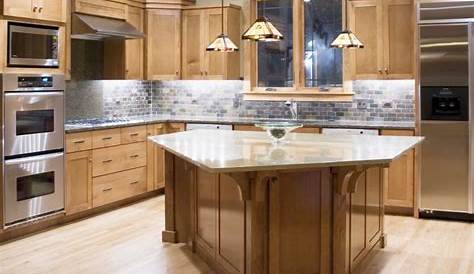 8 Maple Kitchen And White Countertop And Brick Backsplash in