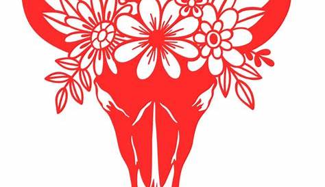 Cow Skull SVG rose svg Floral Wreath svg Boho svg floral | Etsy