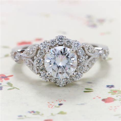 Floral Halo Diamond Ring