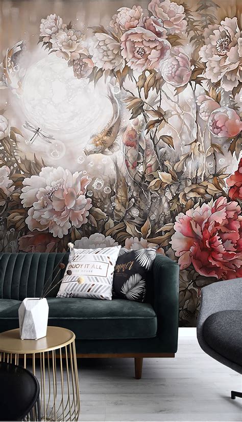 Large floral wallpaper, wall mural, floral home décor, floral