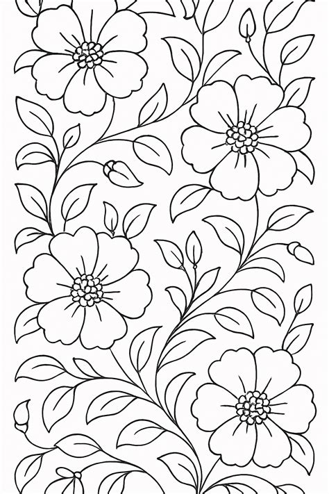 Floral Coloring Pages Simple