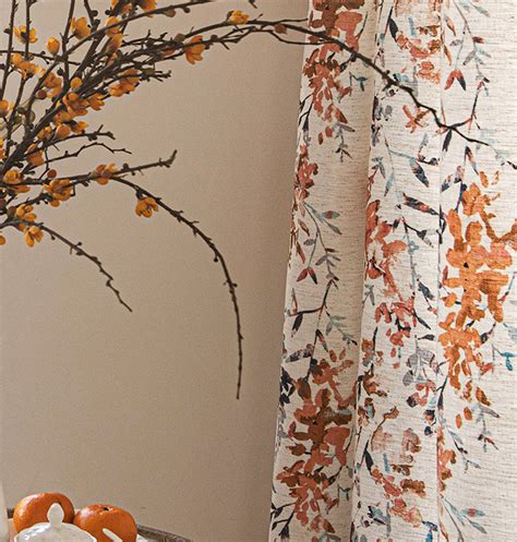 Floral Curtains Orange