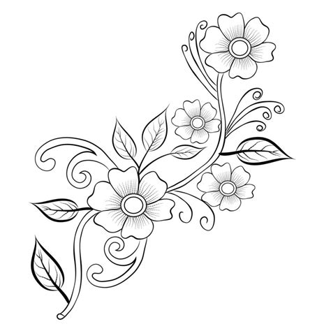 Floral Design Black Drawing