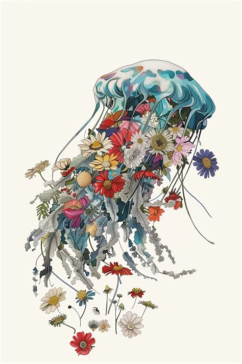floral jellyfish drawing
