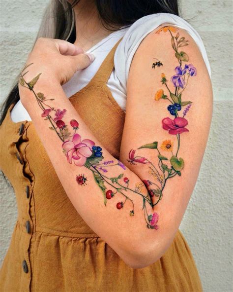 Floral Side Arm Tattoos
