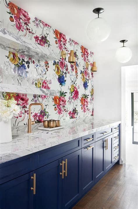 Floral Wallpaper Kitchen