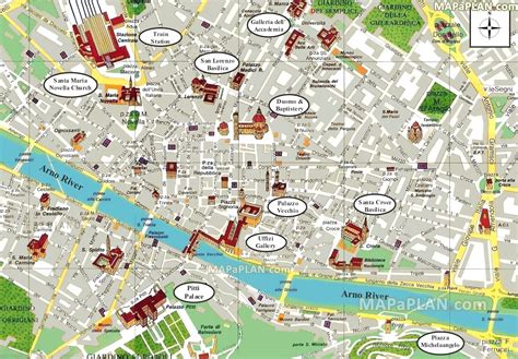 Map of Florence with attractions highlighted