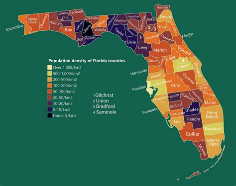 Florida County Map Population