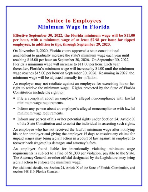 florida laws 2023 on minimum wage