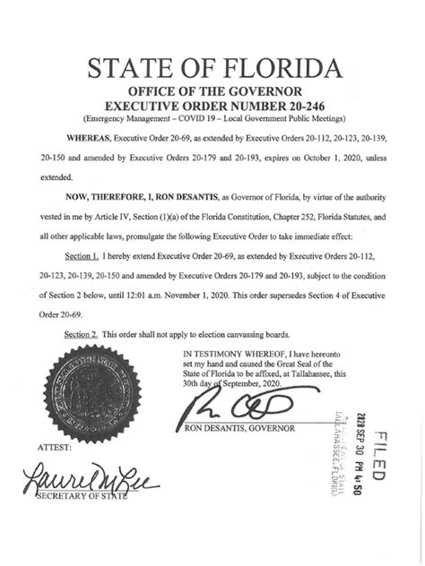 florida office of governor executive order