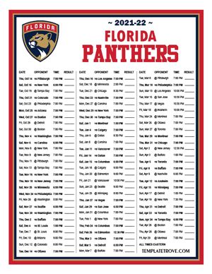 florida panthers printable schedule 2021