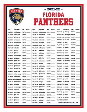 florida panthers schedule 2021 22