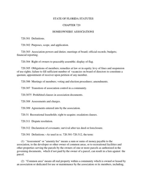 Florida Statutes 2021 Chapter 720