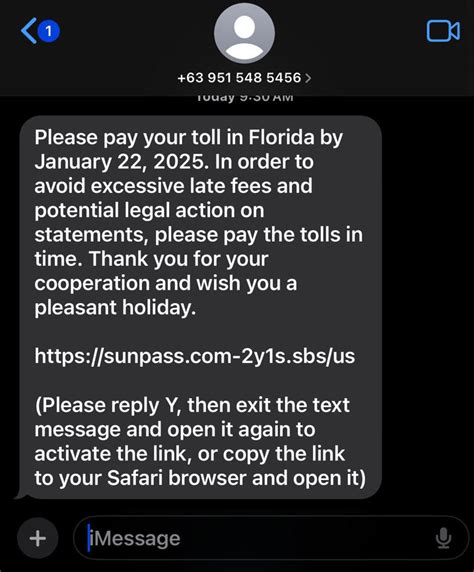 Florida Sunpass Scam Text Message