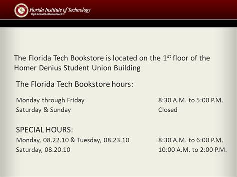 florida tech bookstore hours