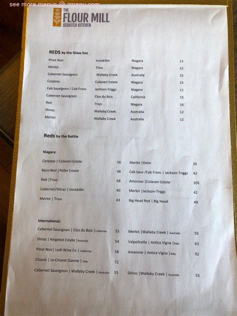 Flour Mill Restaurant Menu