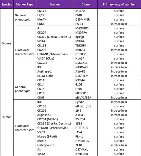 flow cytometry markers list