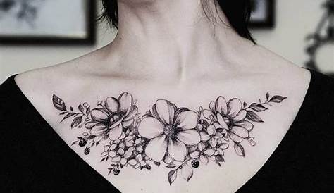 Flower shoulder rose chest tattoo | Chest tattoos for women, Rose chest