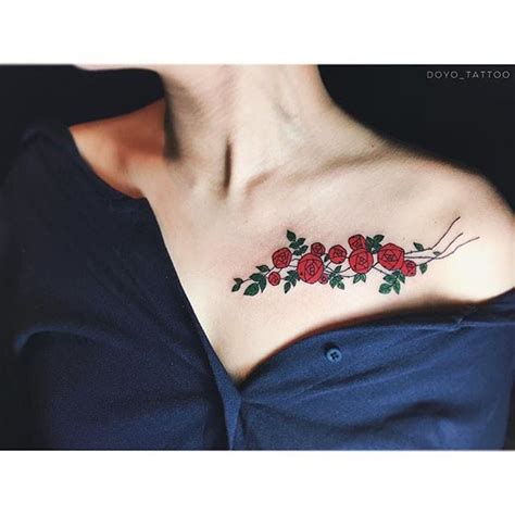 Inspiring Flower Collarbone Tattoo Designs References