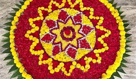 Flower decoration for onam festival, Kerala. India Stock Photo