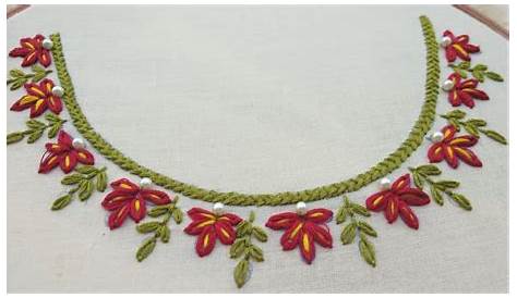 Flower Hand Work Embroidery Neck Designs Aari Lotus Design... Blouse