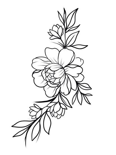 Incredible Flower Outline Tattoo Designs References