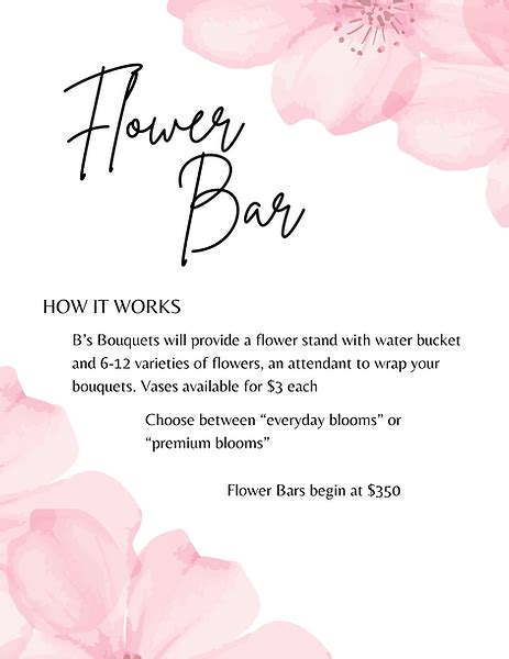Flower Bar Pricing