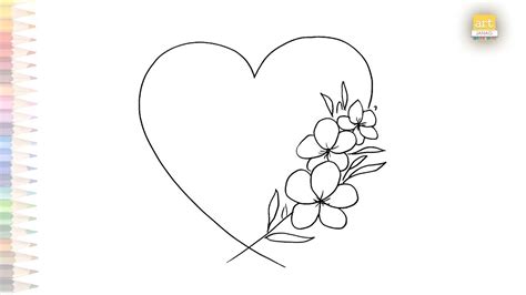 flower drawing heart