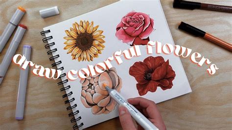 Flower Drawing Markers Techniques
