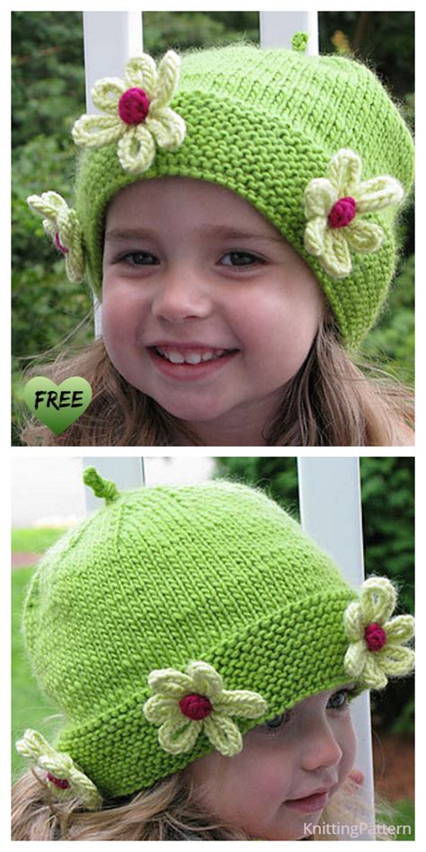 Flower Hat Knitting Pattern