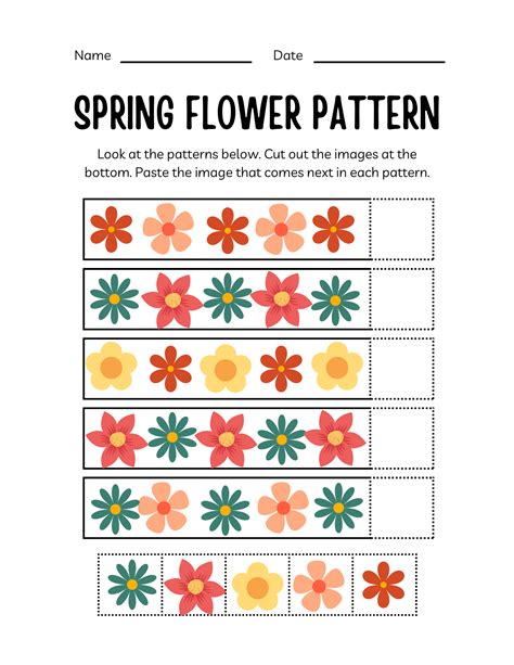 Flower Pattern Kindergarten Worksheet