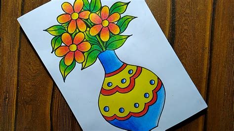 Flower Vase Drawing Simple