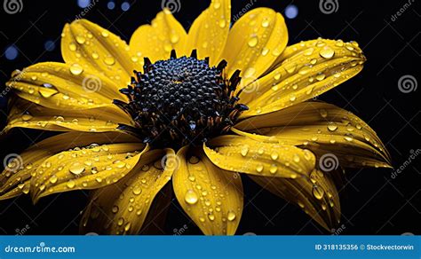 Flower Yellow Black Background