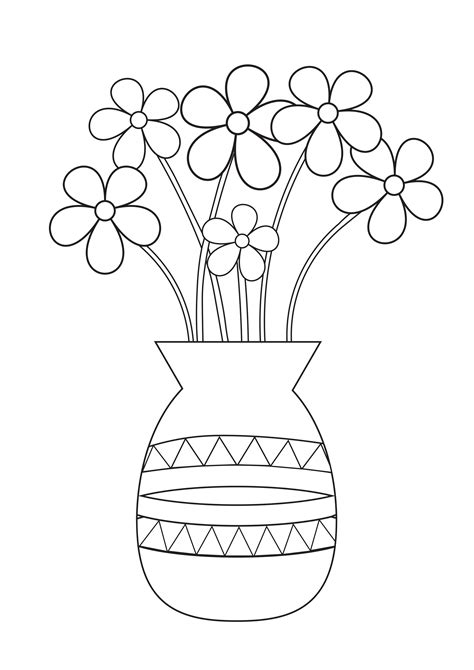 Beautiful Flowers In Vase Coloring Pages