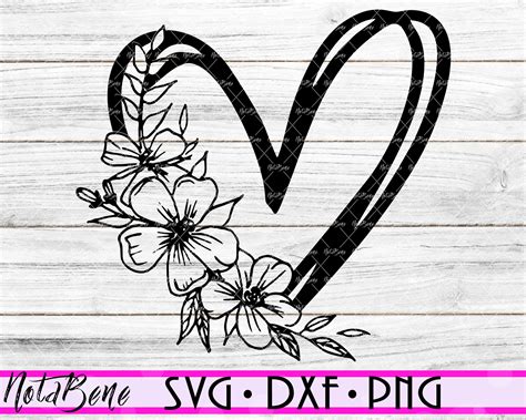 flowers and heart svg