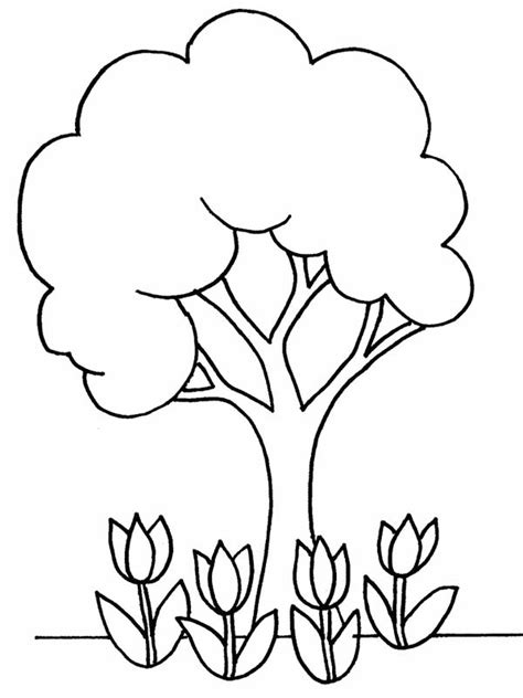 flowers and trees coloring pages